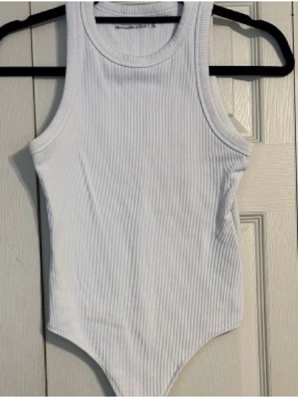 Abercrombie & Fitch White Ribbed Scoop Neck Bodysuit
